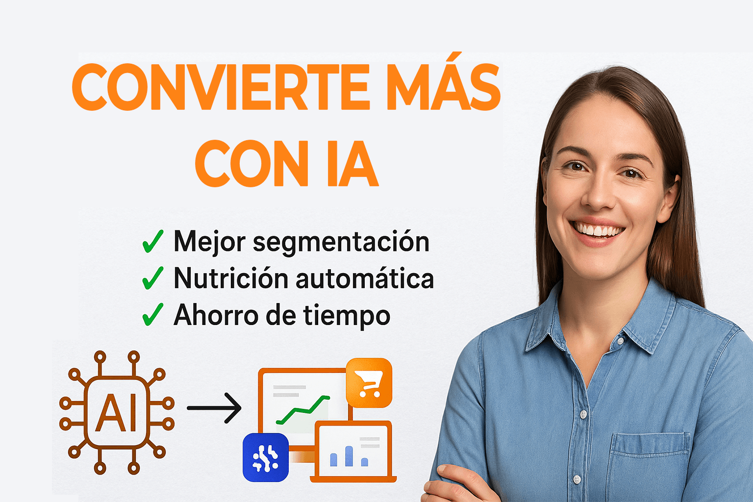 Concepto visual de conversión optimizada con IA aprendiendo del comportamiento de los usuarios