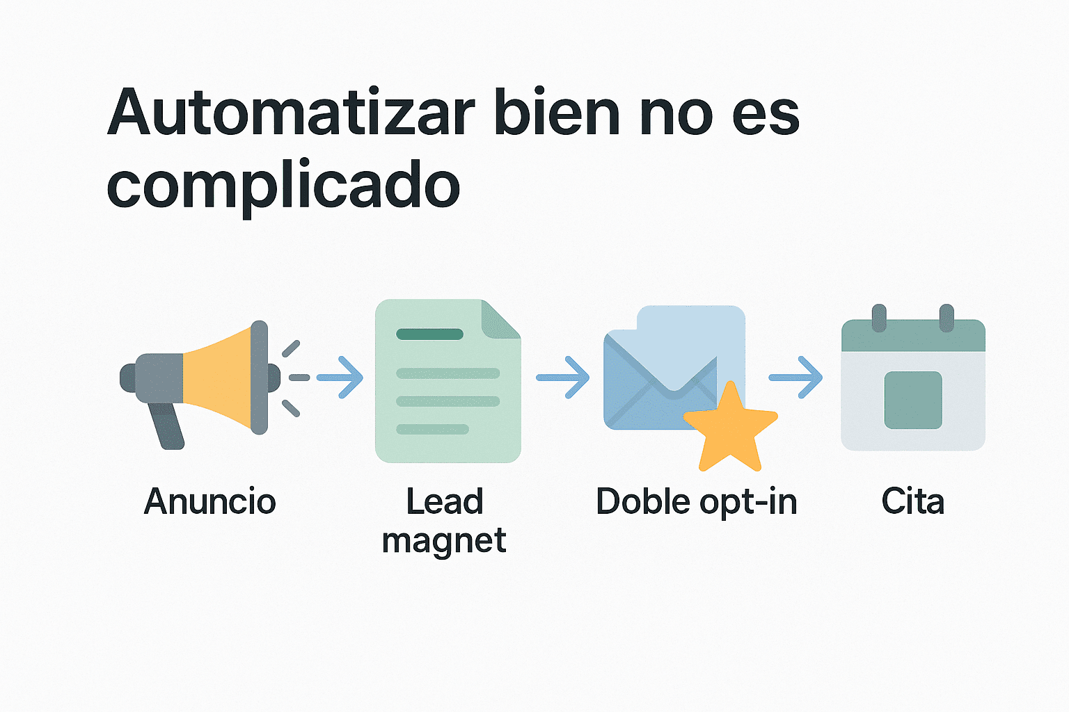 Cómo automatizar tu marketing cumpliendo el TCPA Secuencia visual de automatización ética: anuncio, lead magnet, doble opt-in y cita.