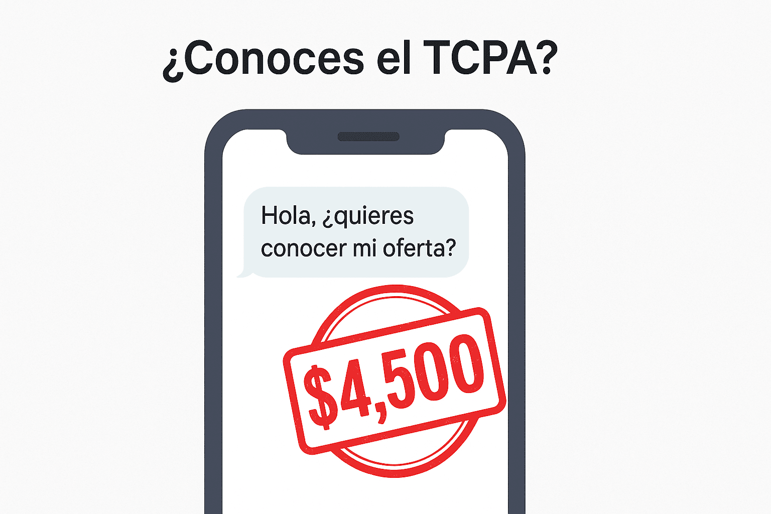 Ejemplo de sanción por incumplir el TCPA Mensaje automatizado sin consentimiento con una multa de $4,500 por violar el TCPA.