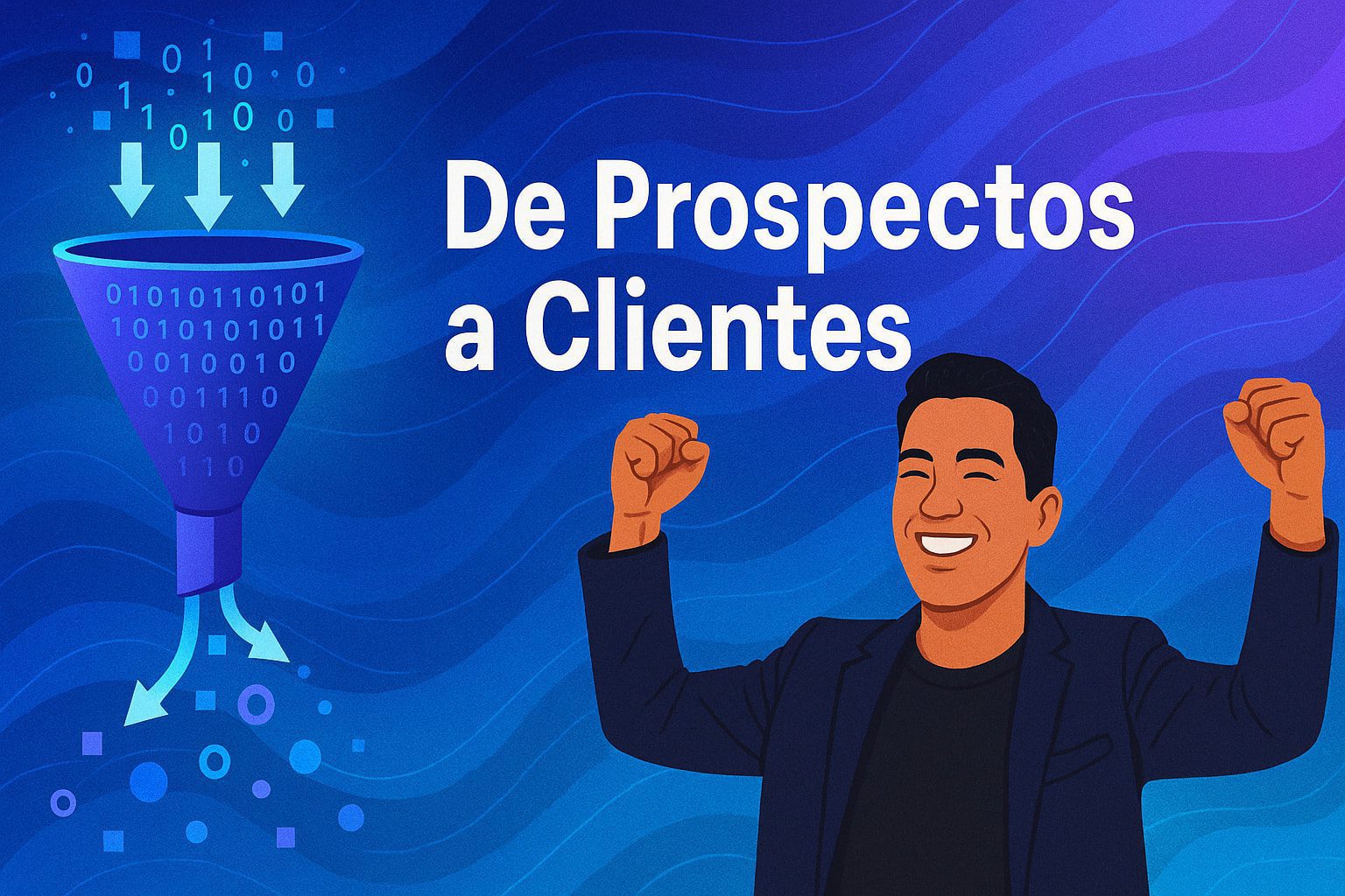 Emprendedor latino visualizando cómo convertir prospectos en clientes con inteligencia artificial