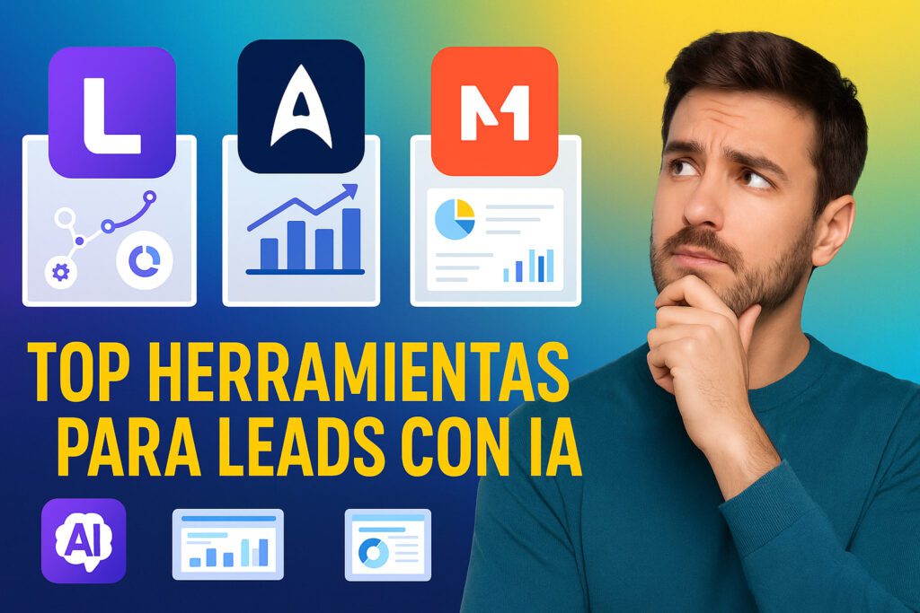 Dashboard con herramientas de IA para generación de leads y automatización de campañas